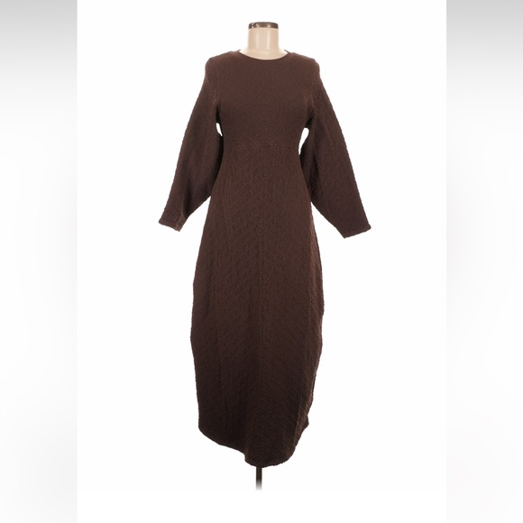 Free People Midi Sweater Dress Gabby Seamless Brown Stretchy Boho - M - Picture 3 of 7